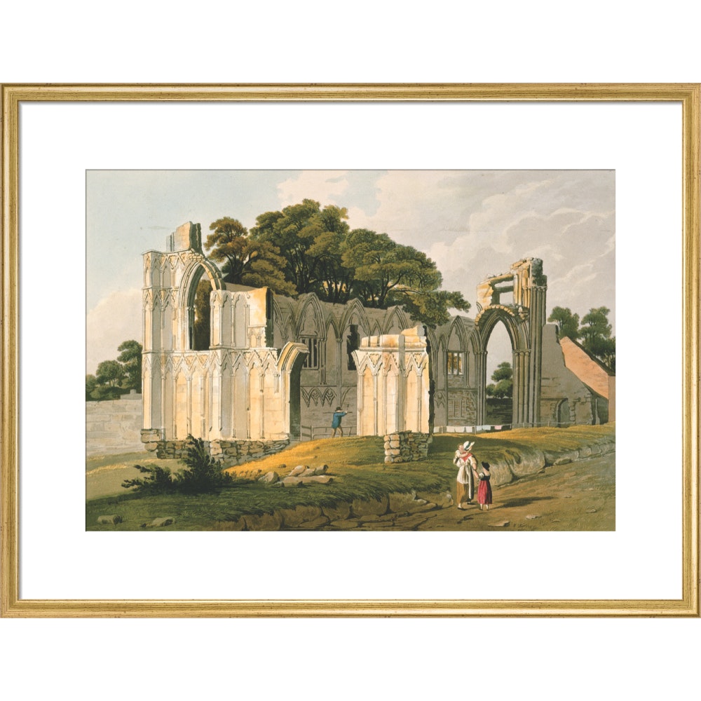 View of the Ruins of St Mary's Abbey print in gold frame