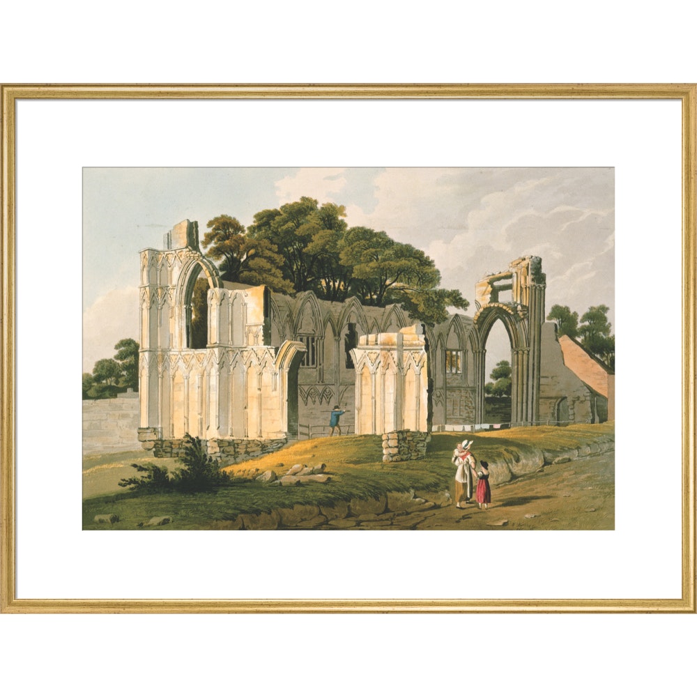 View of the Ruins of St Mary's Abbey print in gold frame