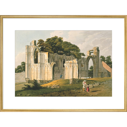 View of the Ruins of St Mary's Abbey print in gold frame