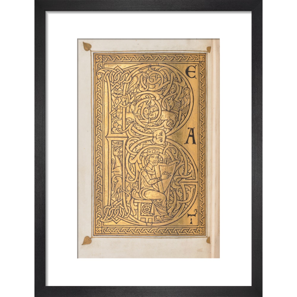 Decorated letter 'B' print in black frame