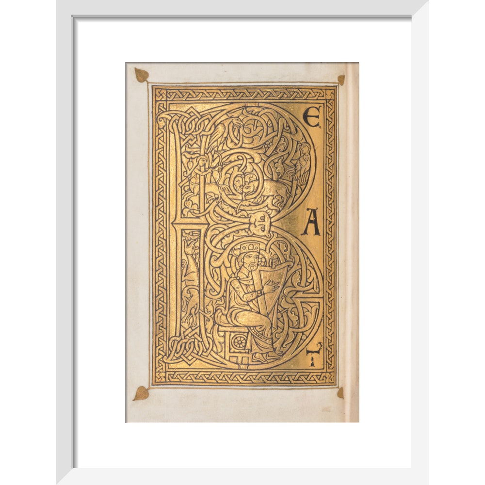 Decorated letter 'B' print in white frame