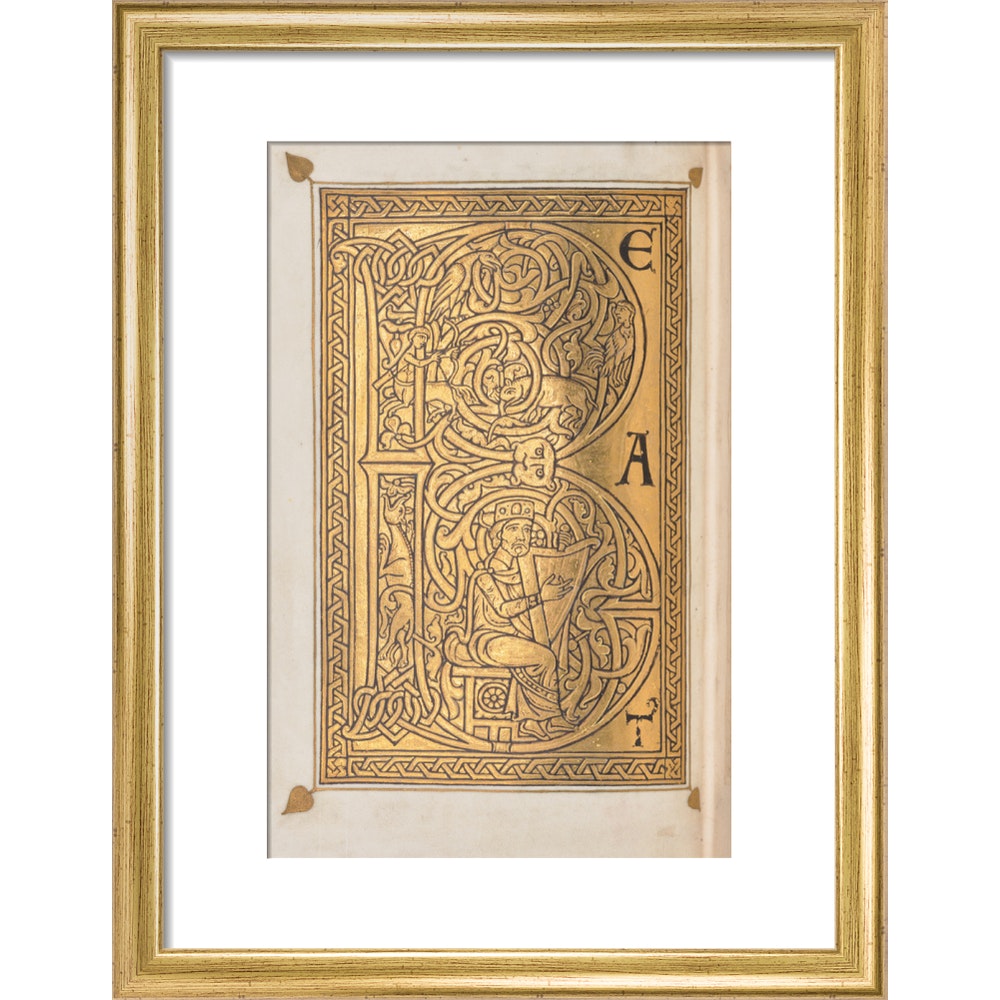 Decorated letter 'B' print in gold frame