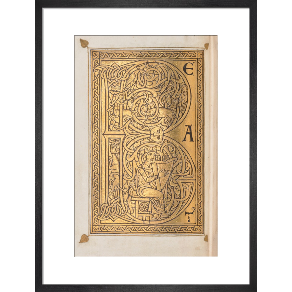 Decorated letter 'B' print in black frame