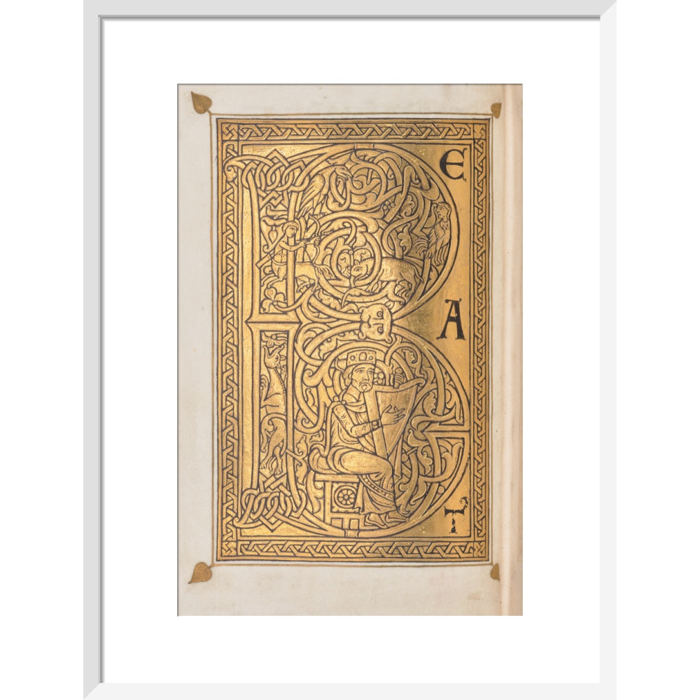 Decorated letter 'B' print in white frame