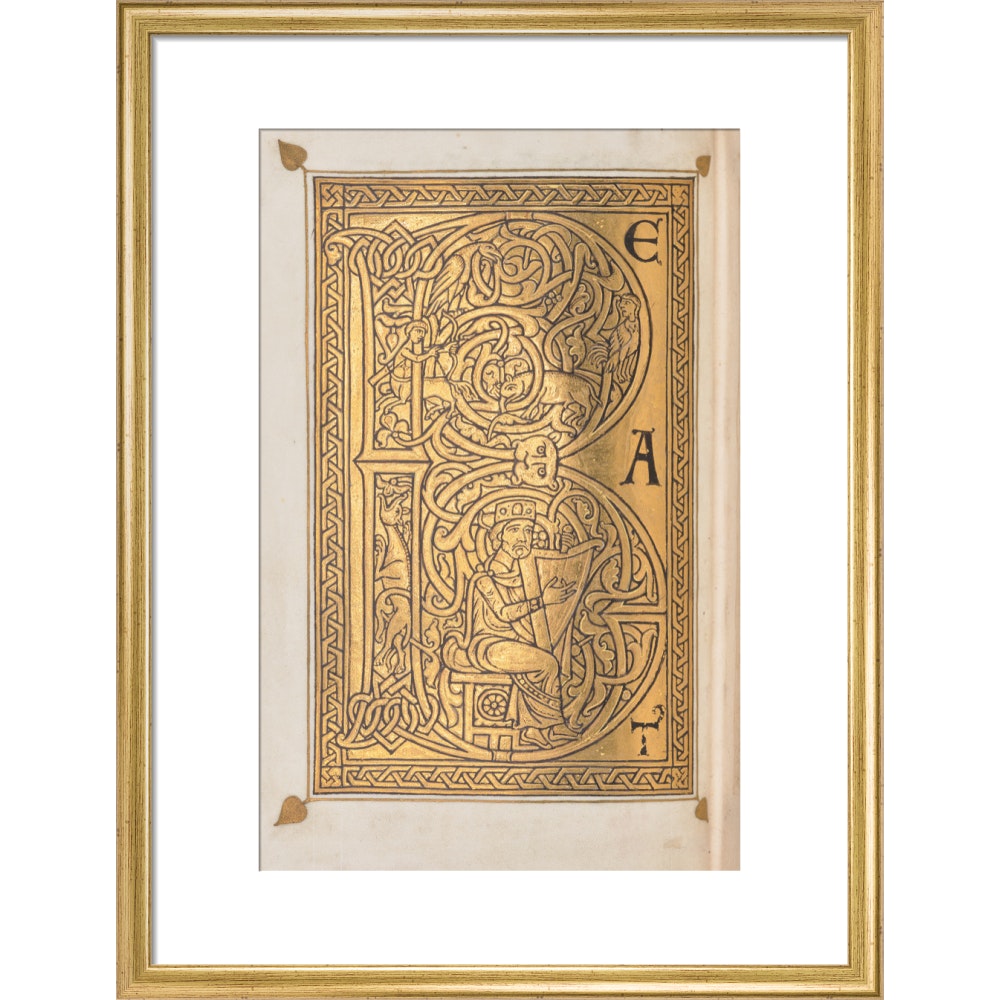 Decorated letter 'B' print in gold frame