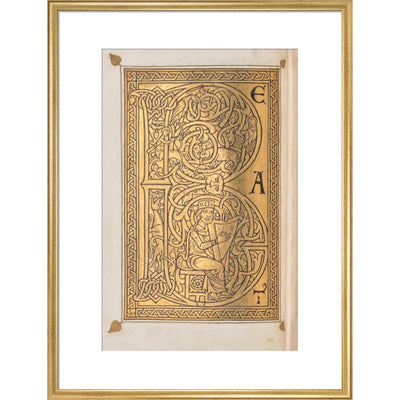 Decorated letter 'B' print in gold frame