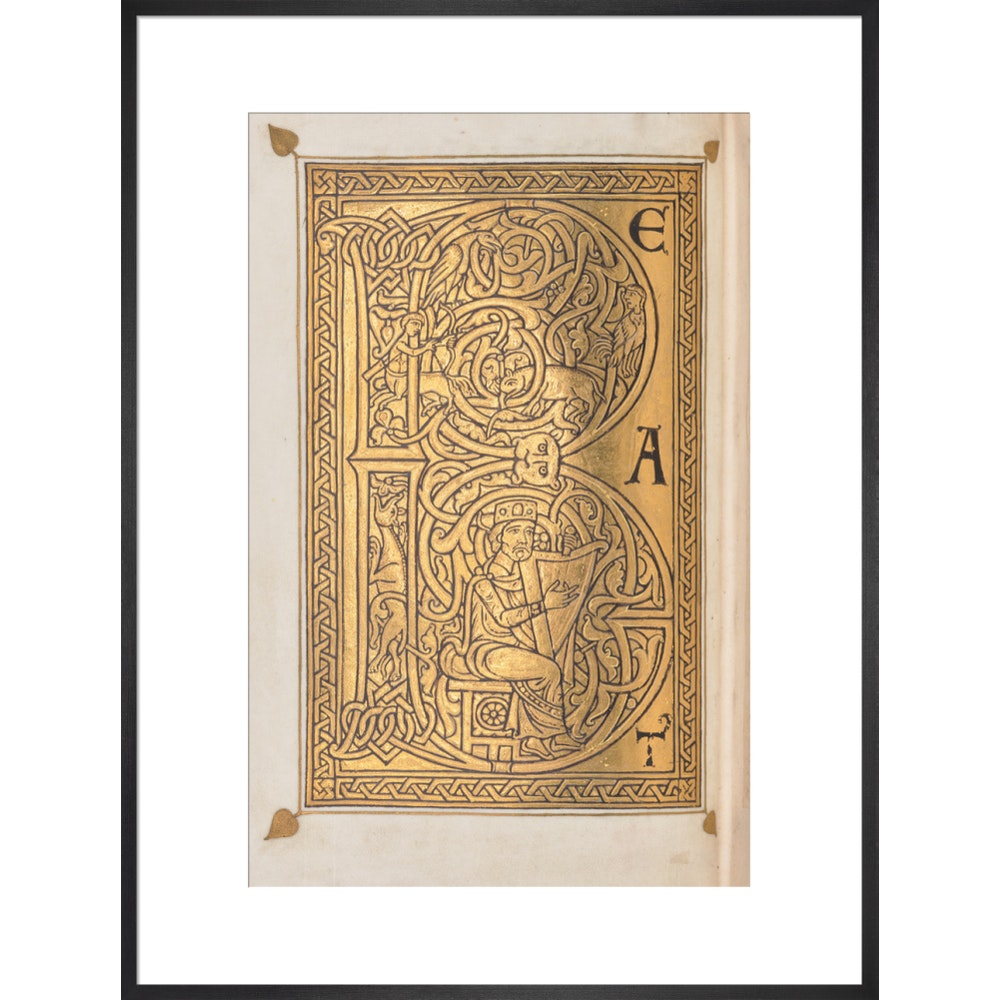 Decorated letter 'B' print in black frame