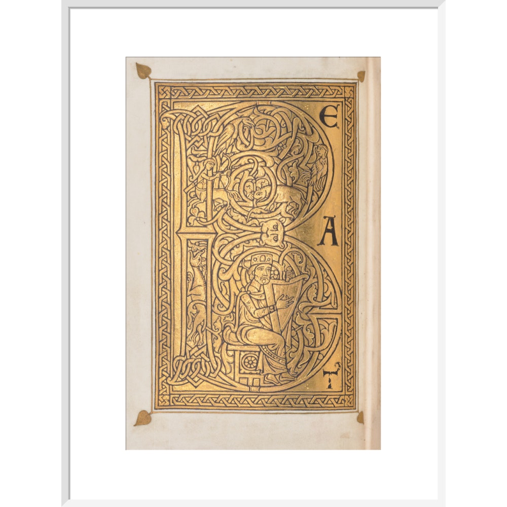Decorated letter 'B' print in white frame