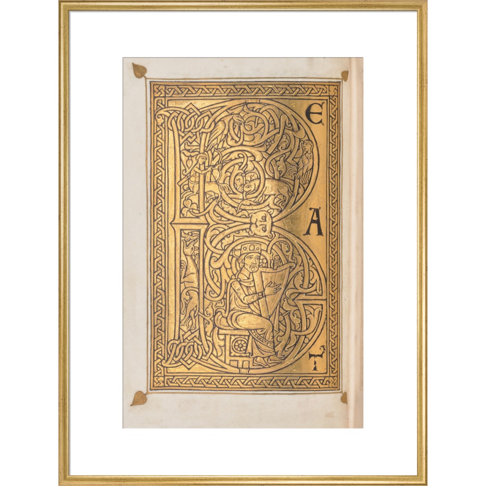 Decorated letter 'B' print in gold frame