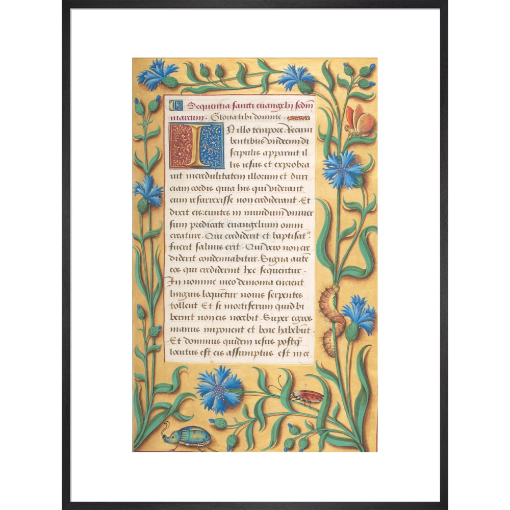 Book of Hours print in black frame