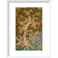 Squirrels in a plane tree print in white frame