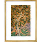 Squirrels in a plane tree print in gold frame