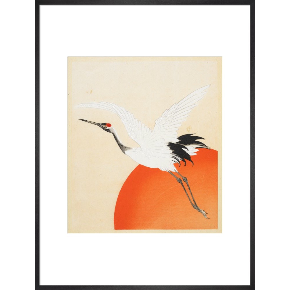 Flying Crane print in black frame