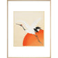 Flying Crane print in natural frame
