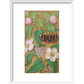 Flowers, caterpillar and butterfly print in white frame