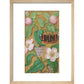 Flowers, caterpillar and butterfly print in natural frame