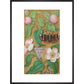 Flowers, caterpillar and butterfly print in black frame
