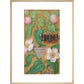 Flowers, caterpillar and butterfly print in natural frame