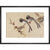 Long-tailed birds on plum tree branch print in black frame