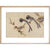 Long-tailed birds on plum tree branch print in natural frame