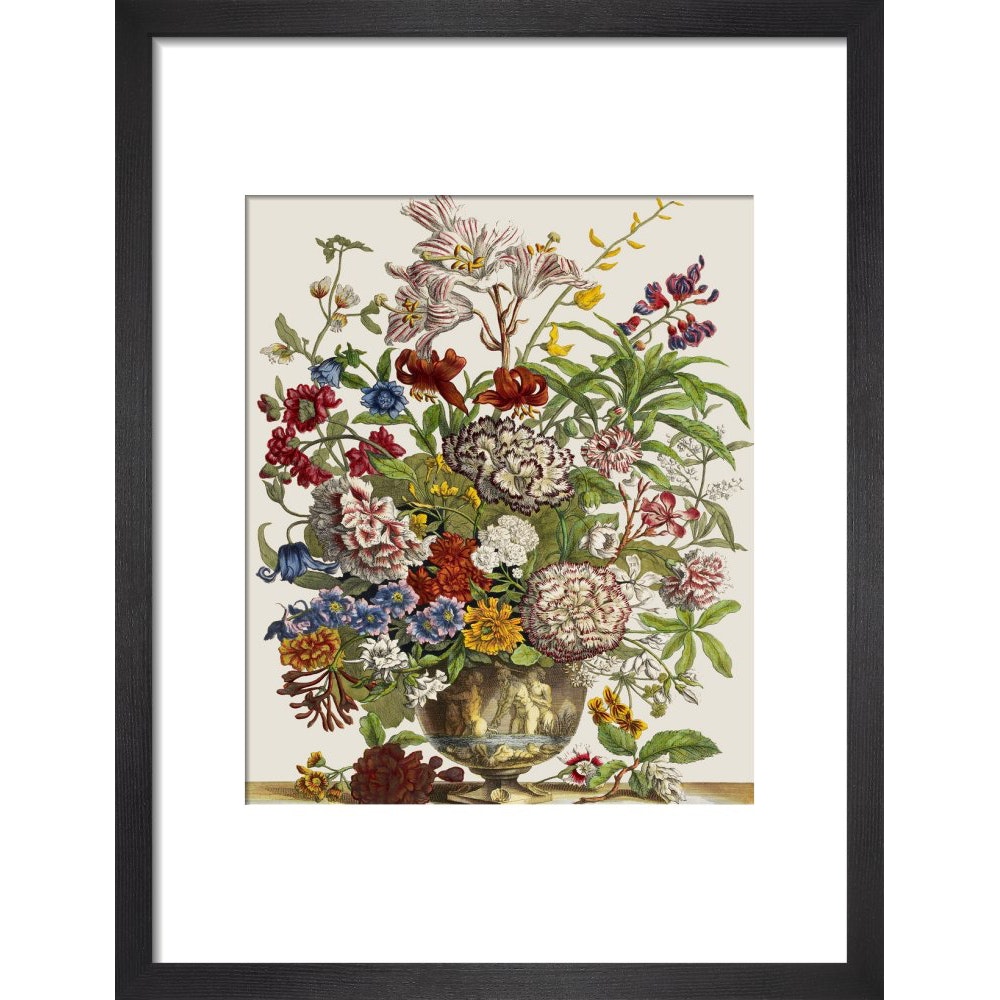 Flowers in a vase print in black frame