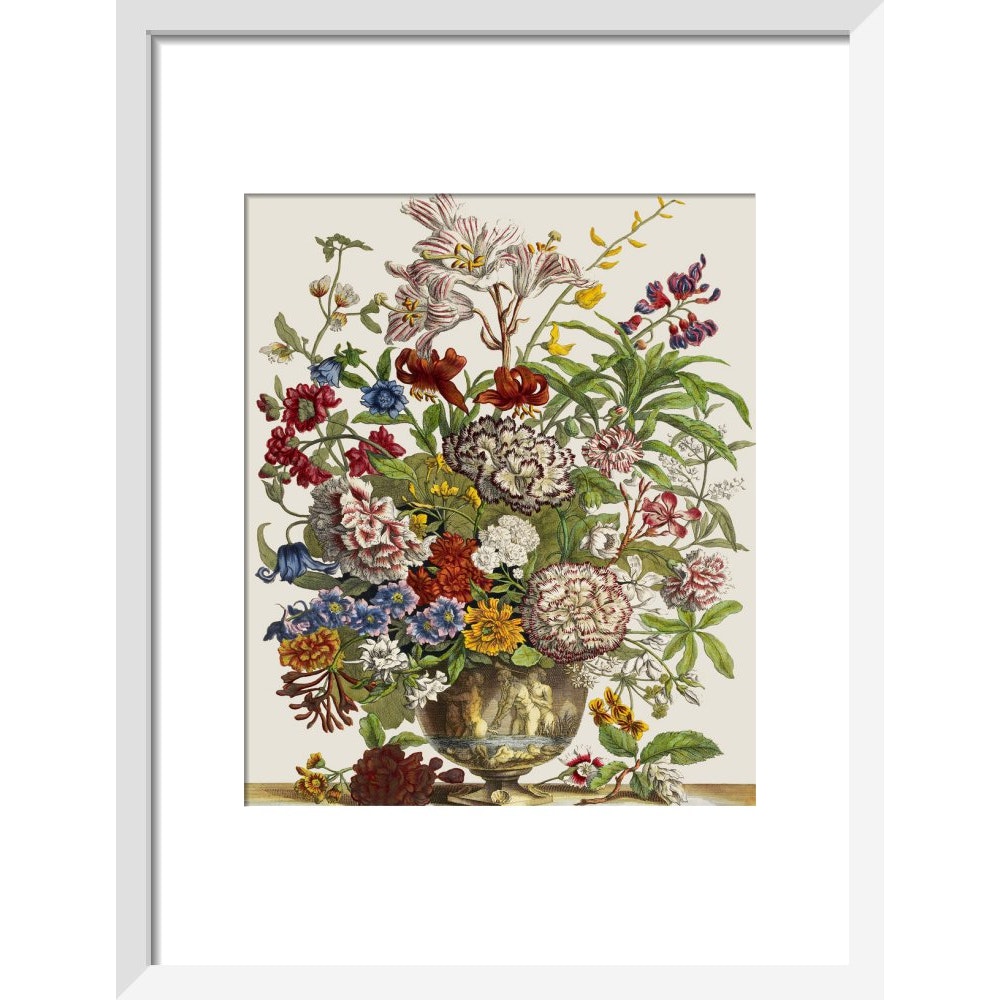 Flowers in a vase print in white frame