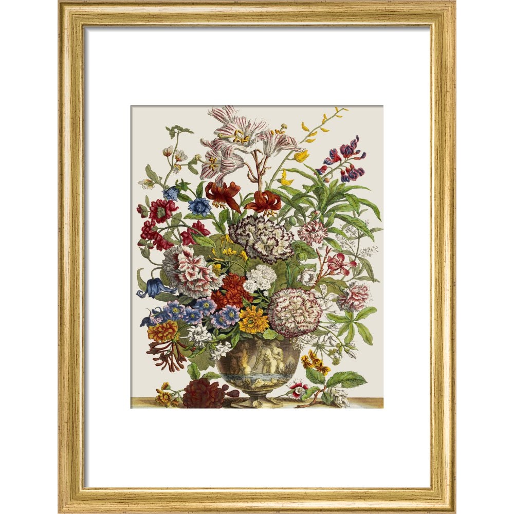 Flowers in a vase print in gold frame