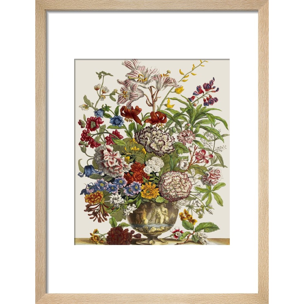 Flowers in a vase print in natural frame
