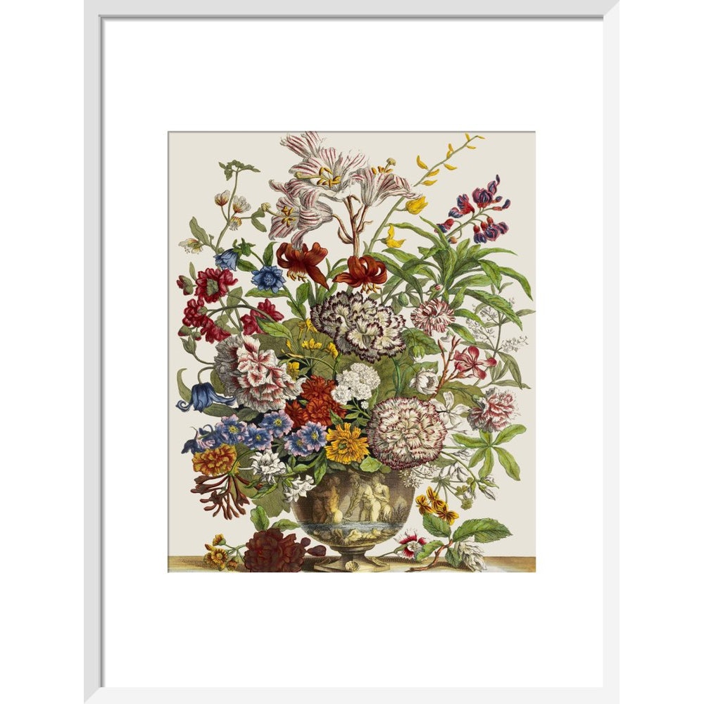 Flowers in a vase print in white frame