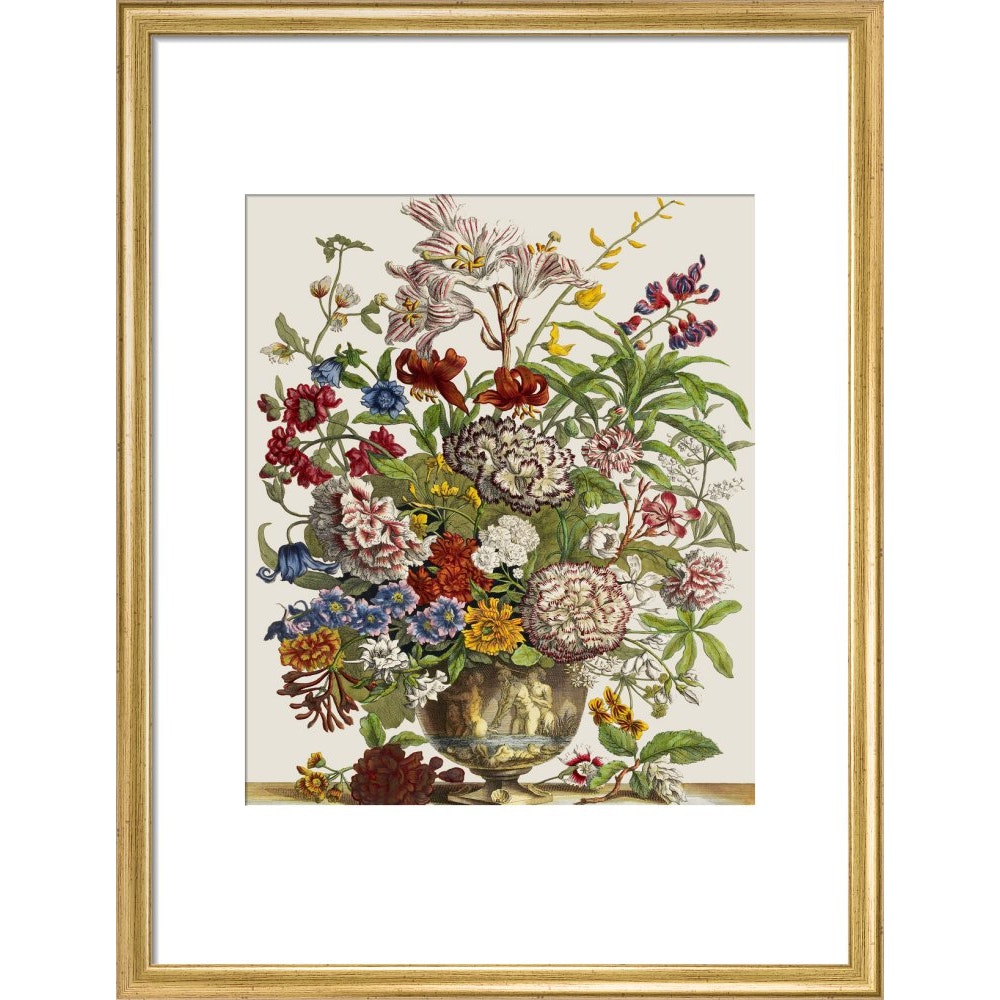 Flowers in a vase print in gold frame