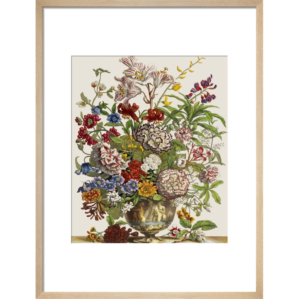 Flowers in a vase print in natural frame