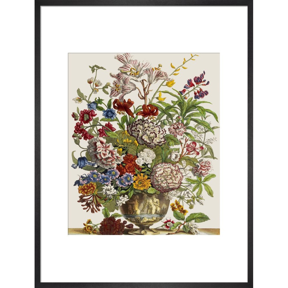 Flowers in a vase print in black frame
