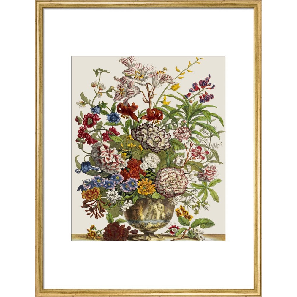 Flowers in a vase print in gold frame