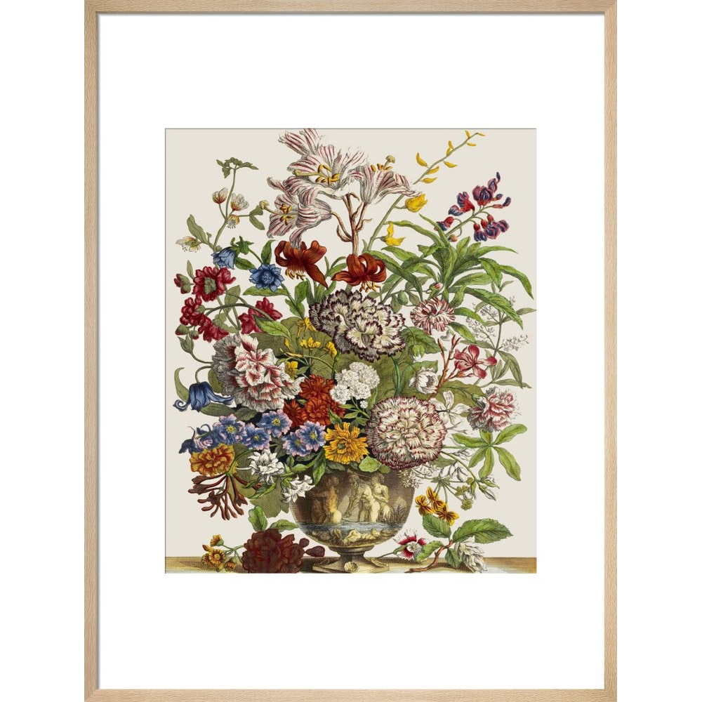 Flowers in a vase print in natural frame