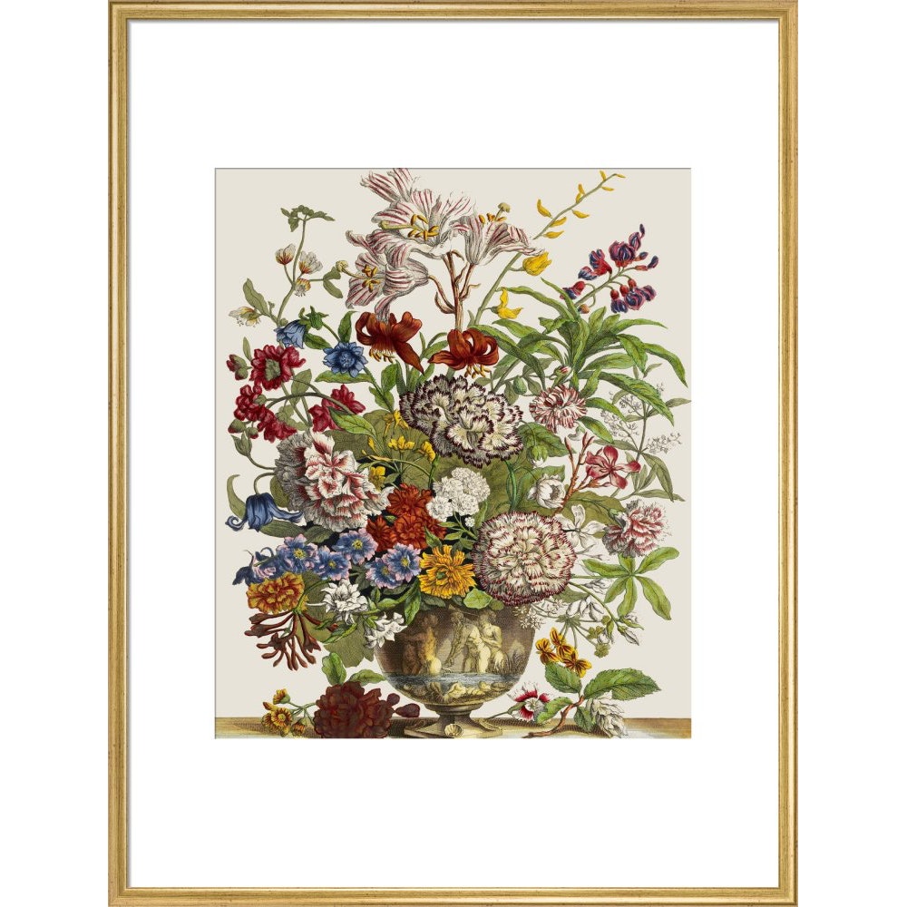 Flowers in a vase print in gold frame