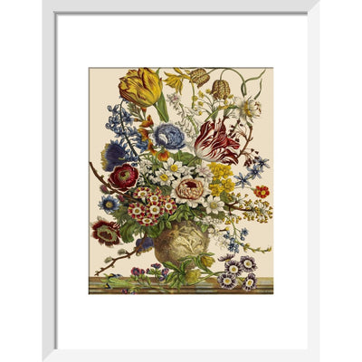 Flowers in a vase print in white frame