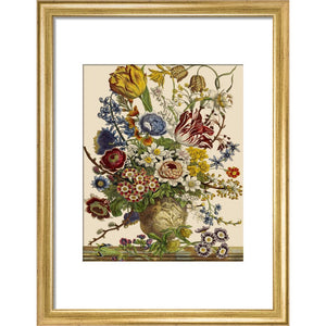Flowers in a vase print in gold frame