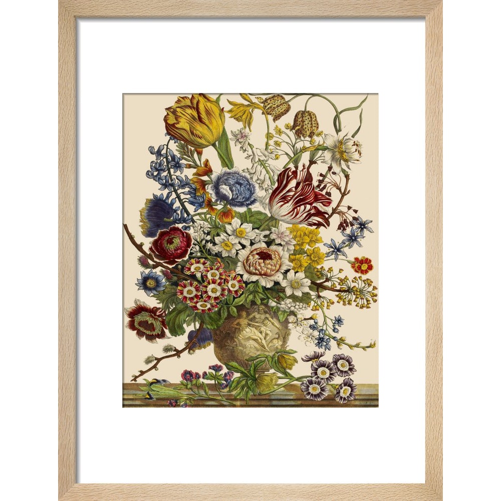 Flowers in a vase print in natural frame