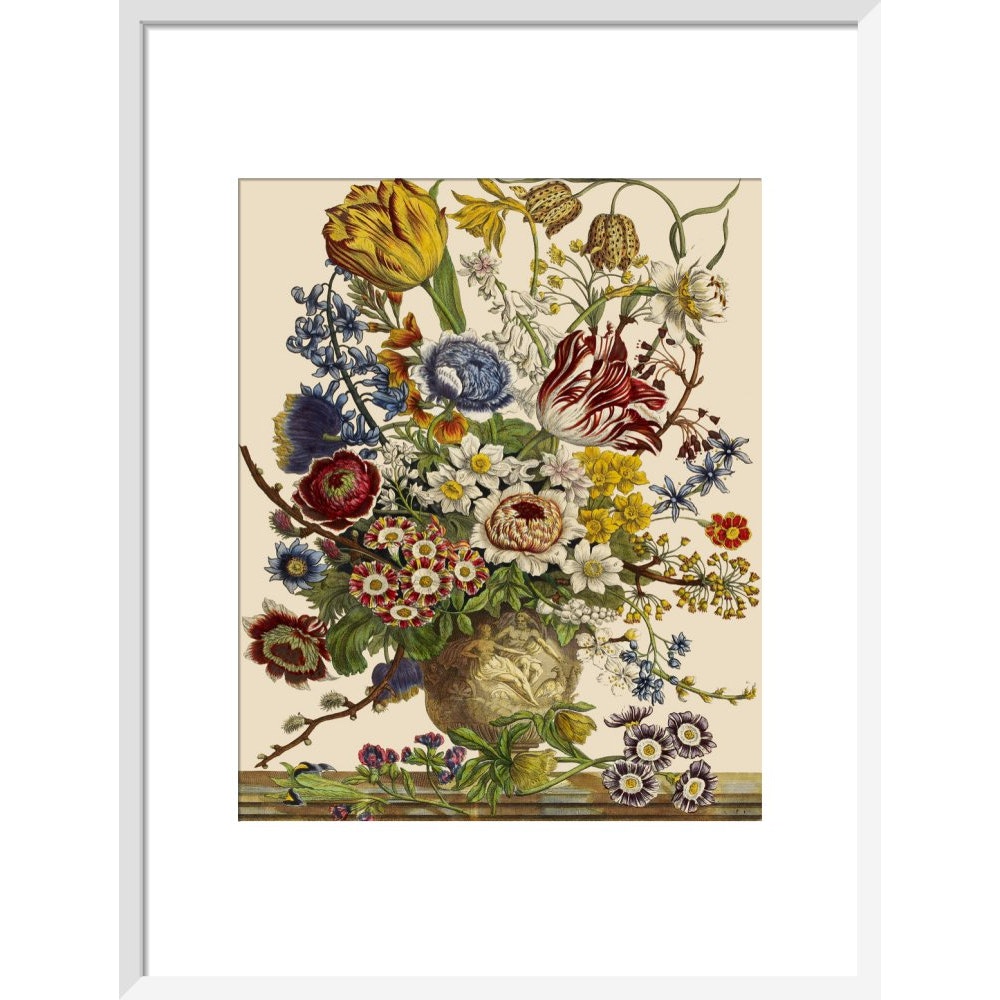Flowers in a vase print in white frame