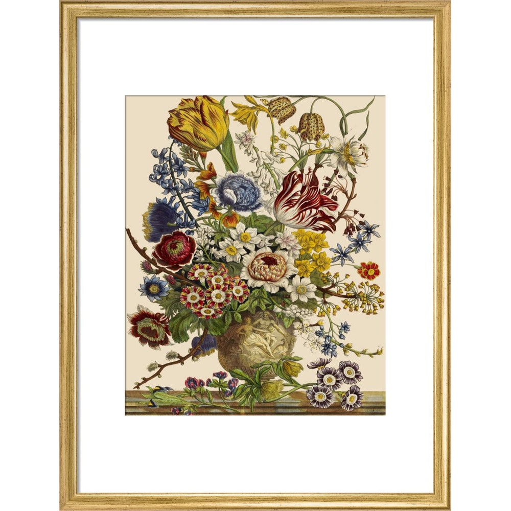 Flowers in a vase print in gold frame