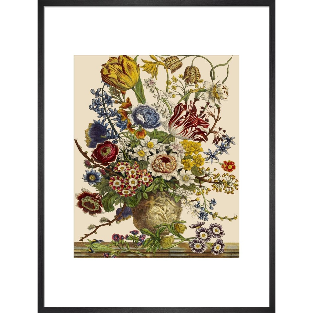 Flowers in a vase print in black frame