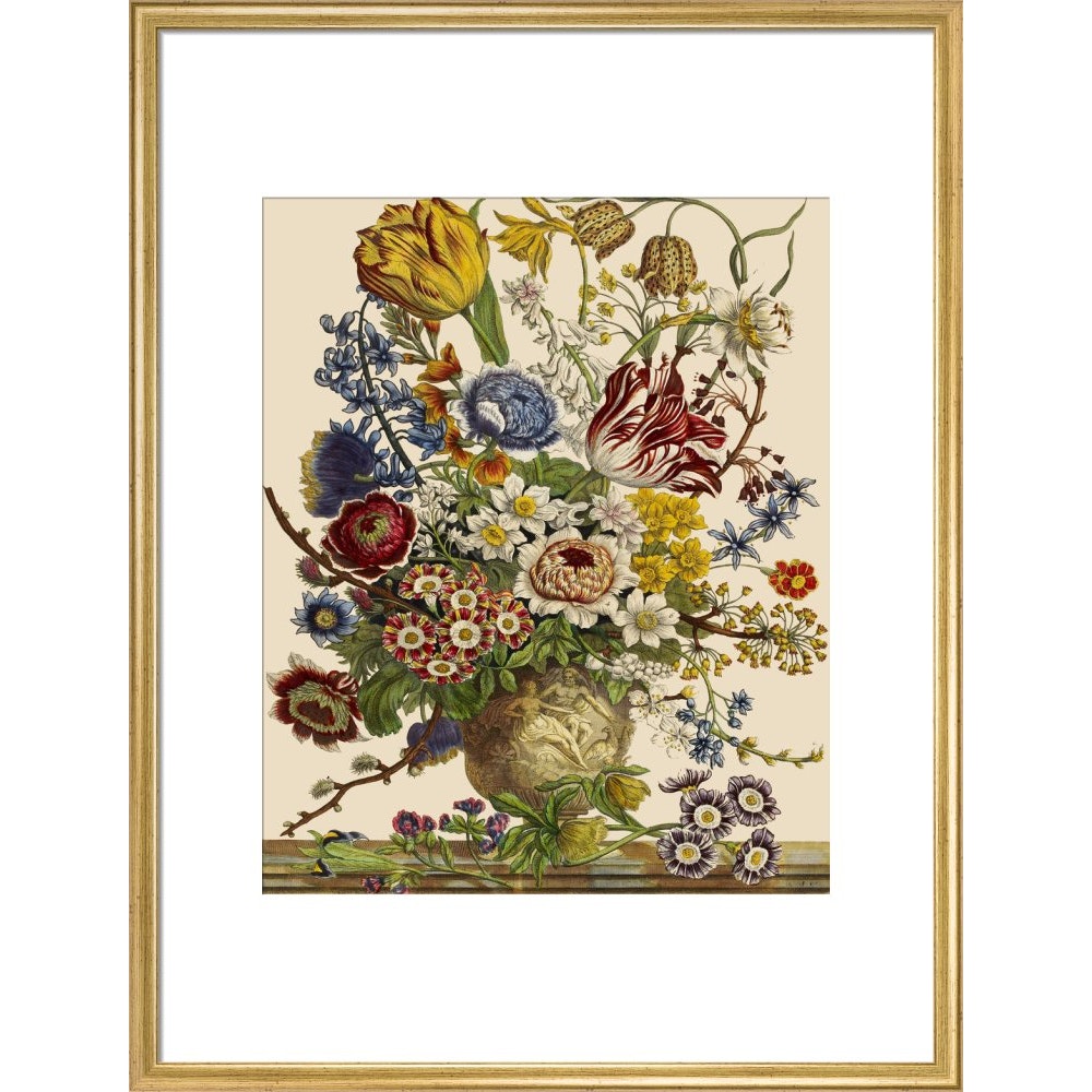 Flowers in a vase print in gold frame
