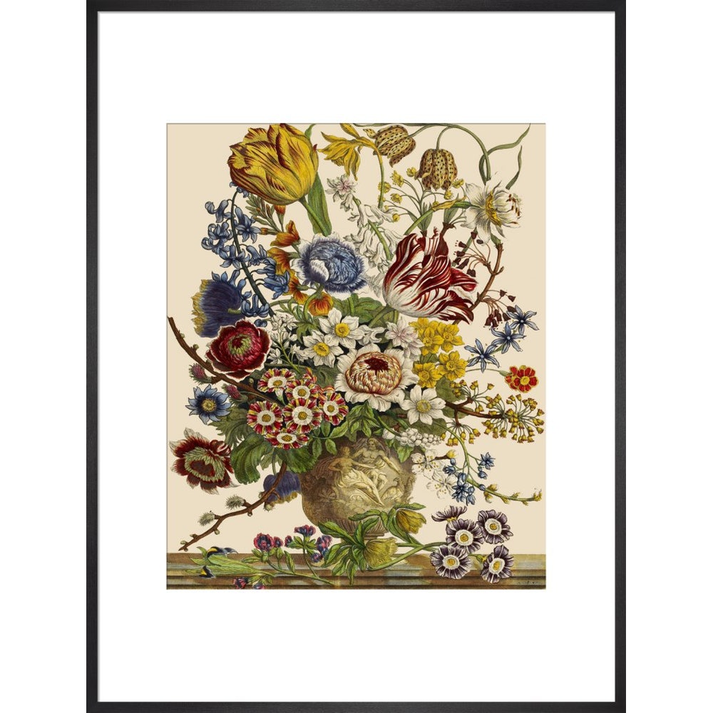 Flowers in a vase print in black frame