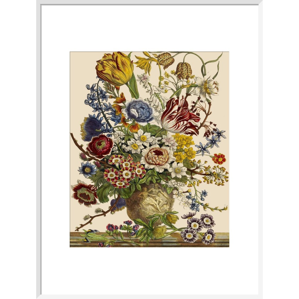 Flowers in a vase print in white frame