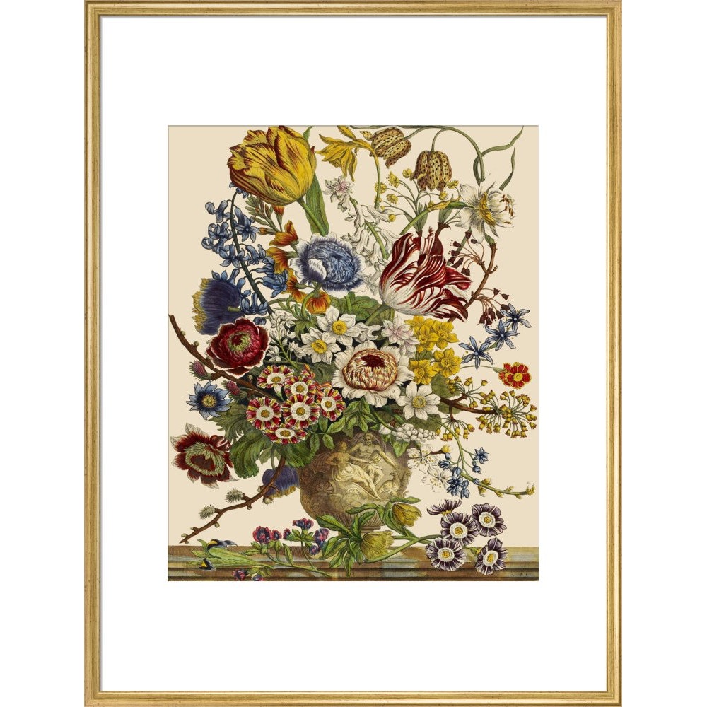 Flowers in a vase print in gold frame