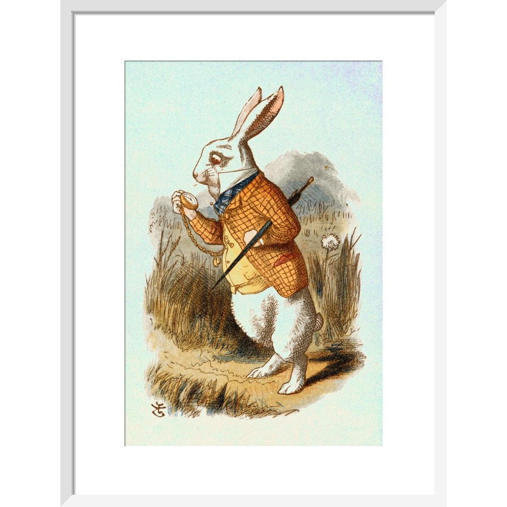 The White Rabbit print in white frame