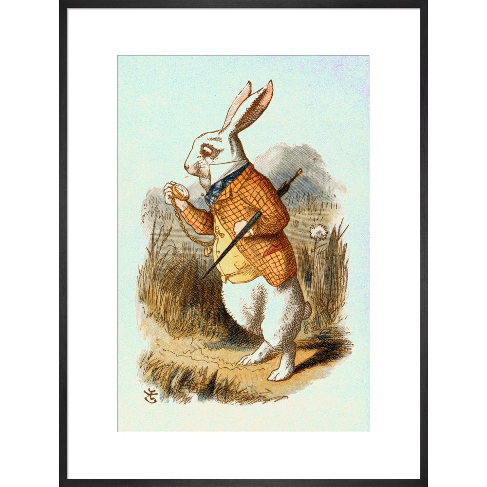 The White Rabbit print in black frame