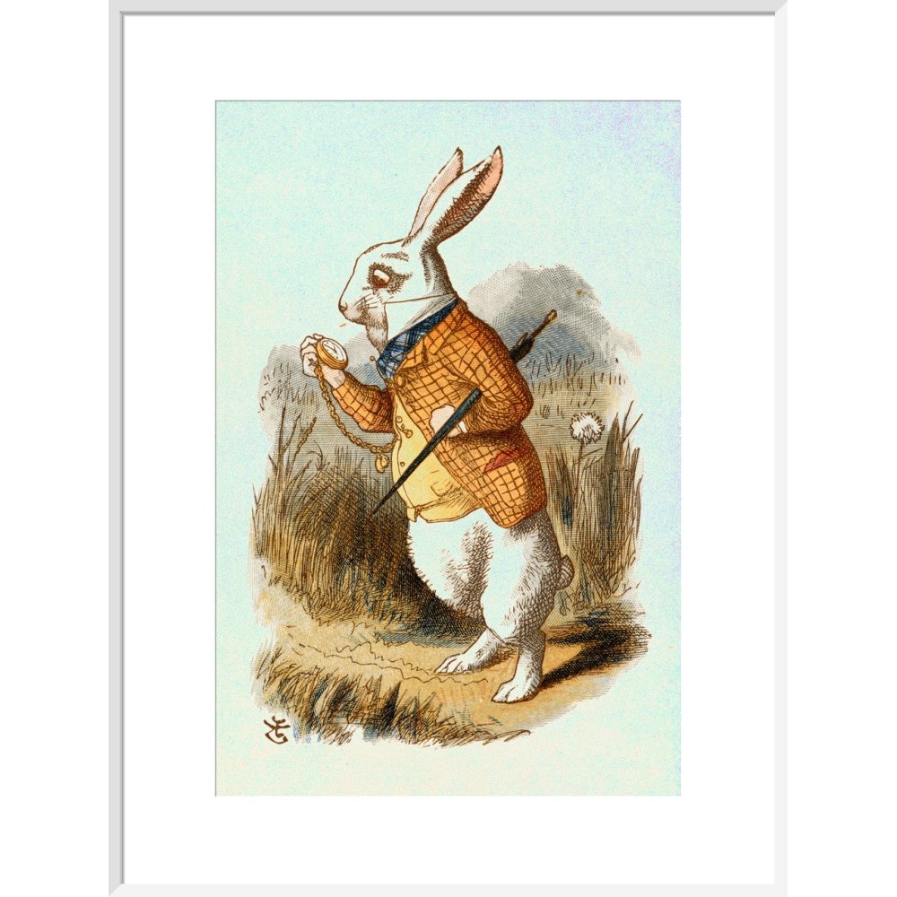 The White Rabbit print in white frame
