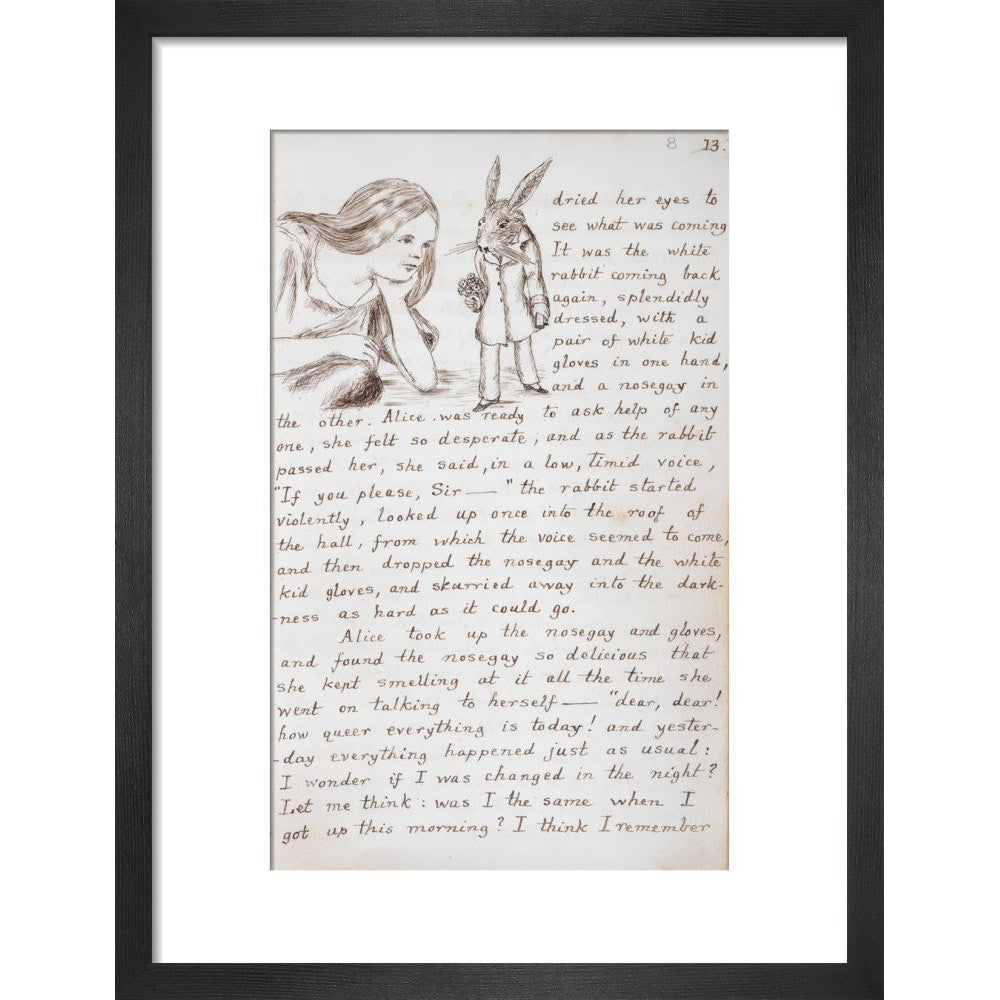 Alice and the White Rabbit print in black frame