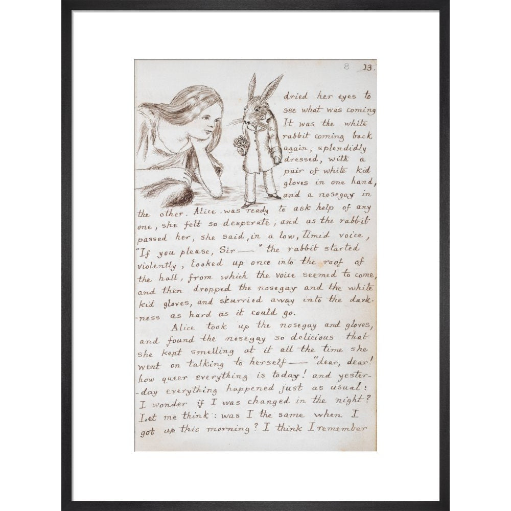 Alice and the White Rabbit print in black frame